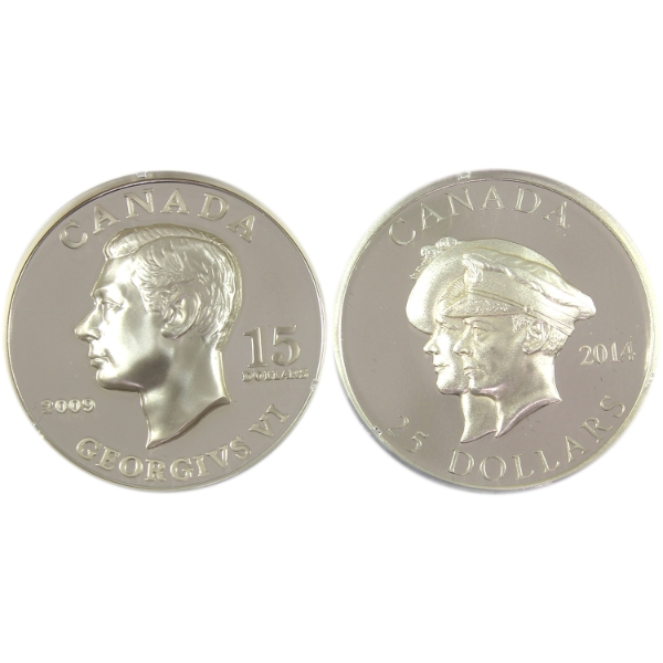 Group Lot of 2009 & 2014 $15-$25 Royal Family UHR Silver Coins. 2pcs.