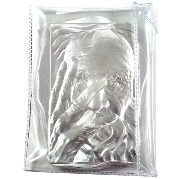 10oz Argentina Art Metals Thinking Man .9999 Fine Silver Bar (Tax Exempt)