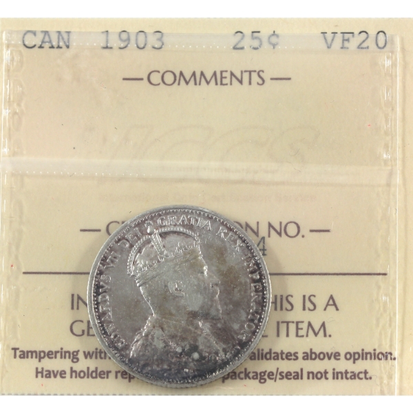 25-cent 1903 ICCS VF20