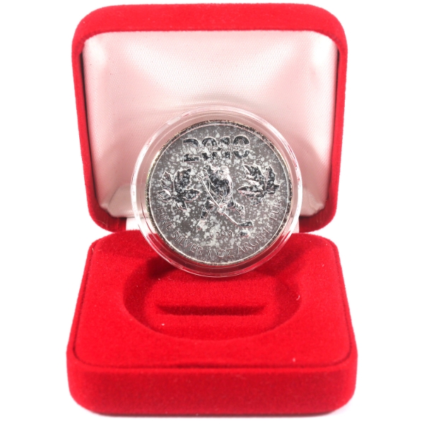 2010 $5 Olympic Hockey 1oz .9999 Fine Silver in Red Velvet Case w/ COA (Tax Exempt)