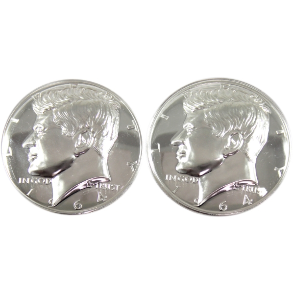 2x 1oz Osborne Mint 1964 Kennedy Half Dollar .999 Fine Silver UHR Concave Shaped Round. 2pcs