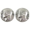 Image 1 : 2x 1oz Osborne Mint 1964 Kennedy Half Dollar .999 Fine Silver UHR Concave Shaped Round. 2pcs