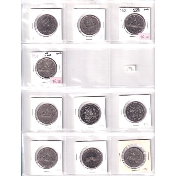 Bulk Collection of Nickel $1 1968-1987 in 16 & 20-Pocket Sheets. 29pcs.