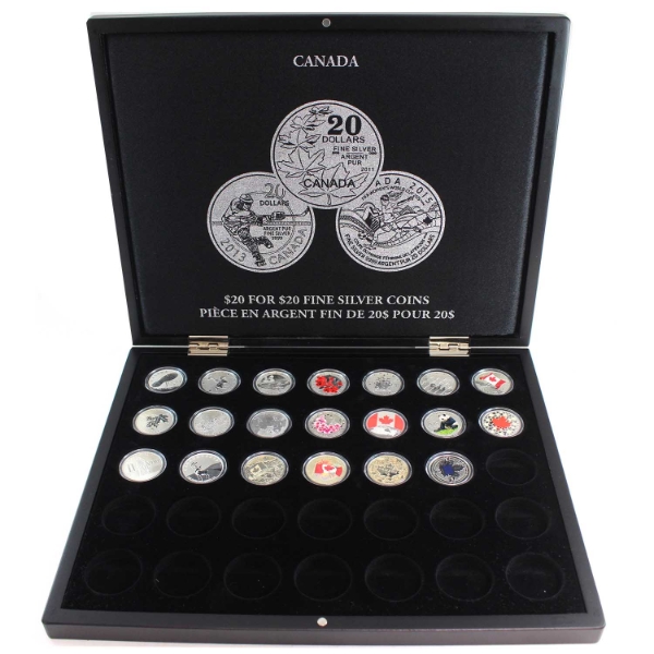 Mixed Denomination 2017-2021 Bulk Collection of Silver Coins in Volterra Duo Deluxe Box. 20pcs.
