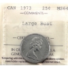Image 1 : 25-cent 1973 Large Bust ICCS MS64 