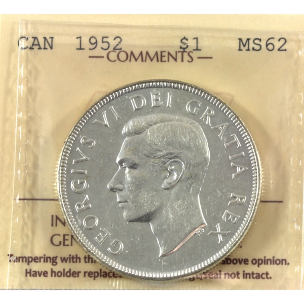 Silver $1 1952 NWL; 2/2 ICCS MS62