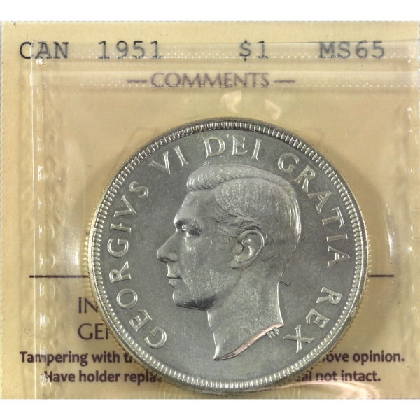 Silver $1 1951 ICCS MS65
