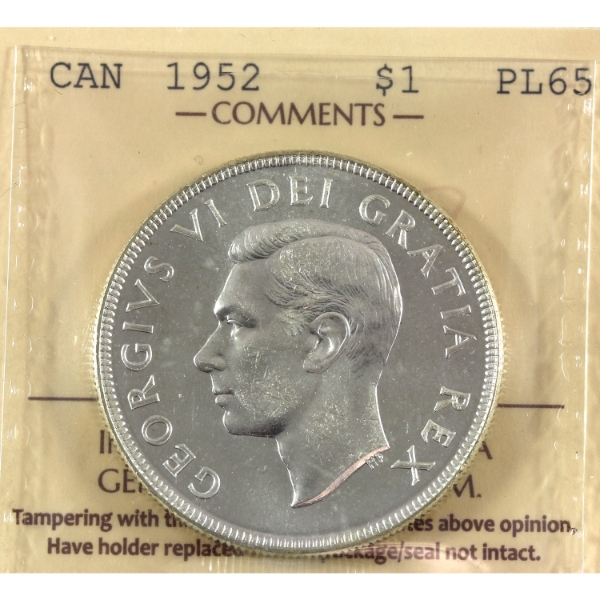 Silver $1 1952 NWL ICCS PL65