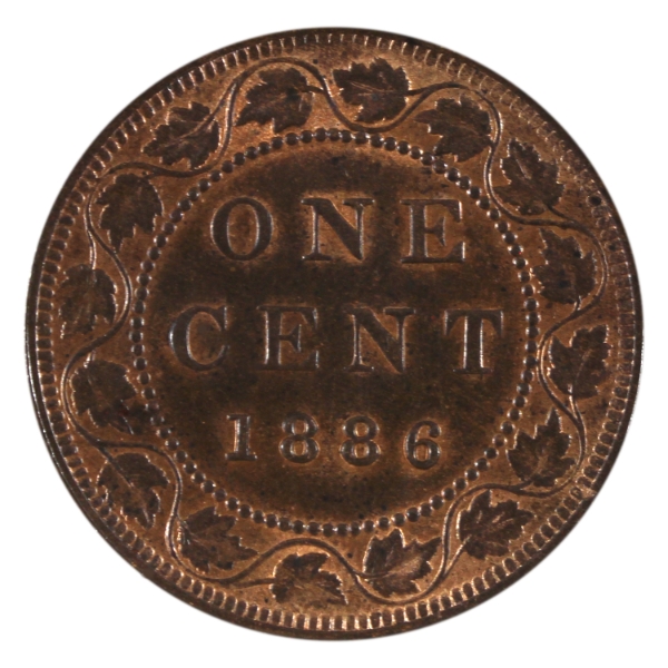 1-cent 1886 Obverse 2 UNC+ Red & Brown
