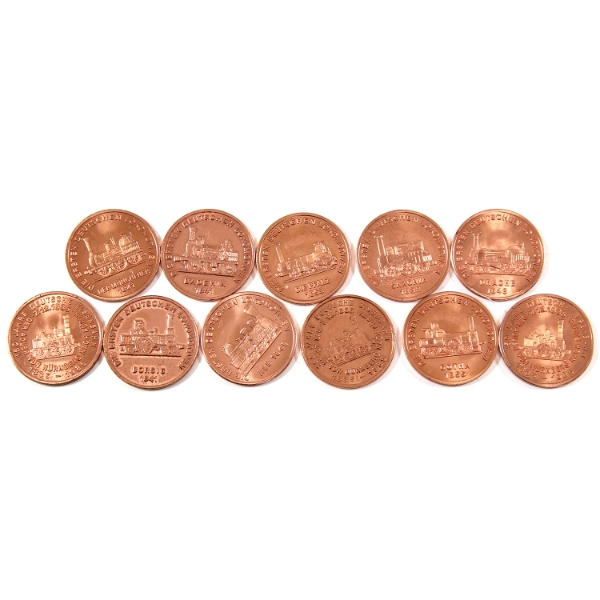 Germany 1984 150 Years of the German Railway Copper Pfennig Set. 11pcs.
