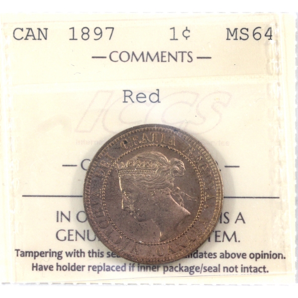 1-cent 1897 ICCS MS64 Red