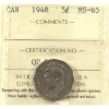 Image 1 : 5-cent 1948 ICCS MS65