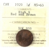 Image 1 : 1-cent 1929 High 9 ICCS MS63 Red & Brown