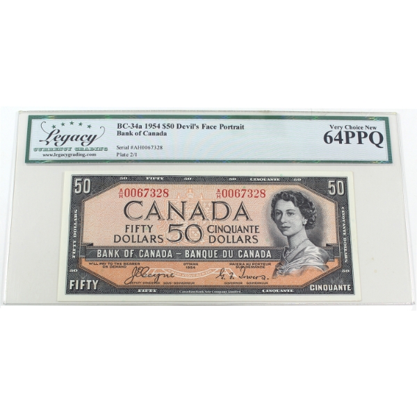 BC-34a 1954 $50 Devil's Face Legacy CUNC64 PPQ Coyne-Towers SN: A/H0067328