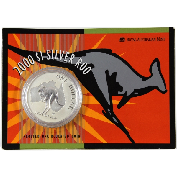 Australia Silver 2000 $1 Kangaroo 1oz .999 Fine Silver (Tax Exempt)