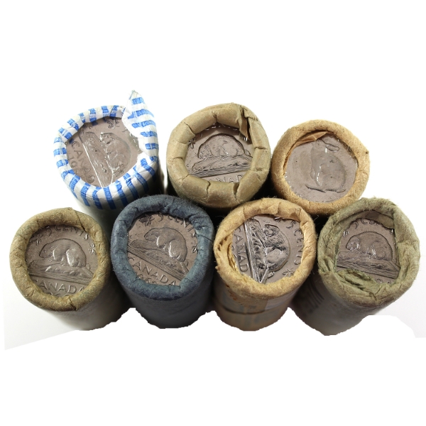 5-cent 1958, 1962, 1964, 2x 1965, 1966 & 1967 Rolls of 40pcs. 7 Rolls