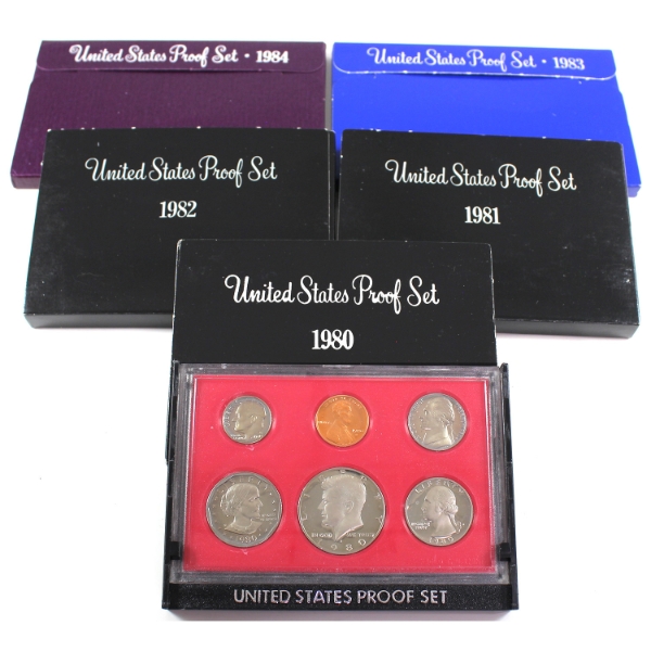 USA 1980-1984 United States Proof Sets. 5pcs.