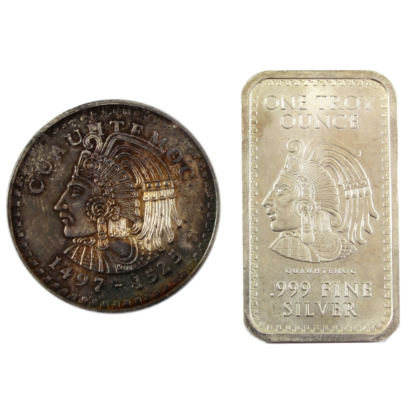 2x 1oz Cuauhtemoc .999 Fine Silver Bullion. 2pcs. (Tax Exempt)