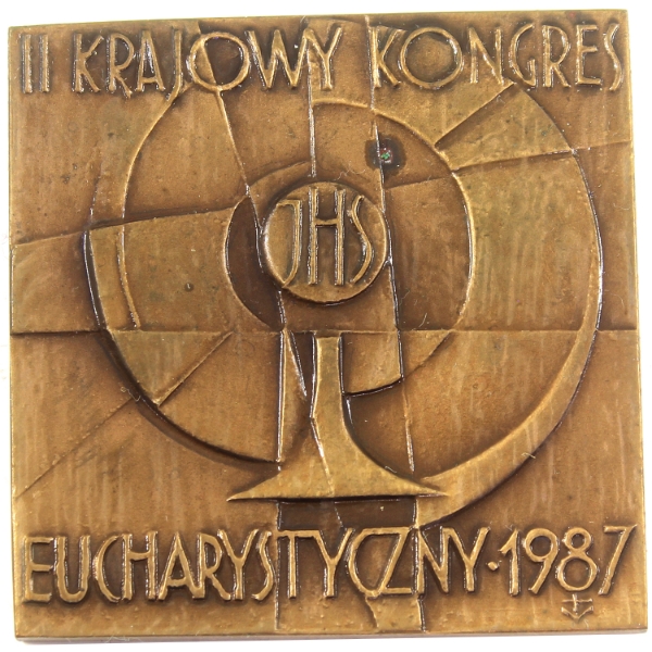 Poland 1987 II National Eucharistic Congress Medal 76.5g-Bronze, 49x49mm