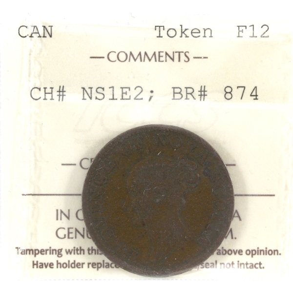 BR-874 CH-NS1E2 1840 Province of Nova Scotia Half Penny Token ICCS F12