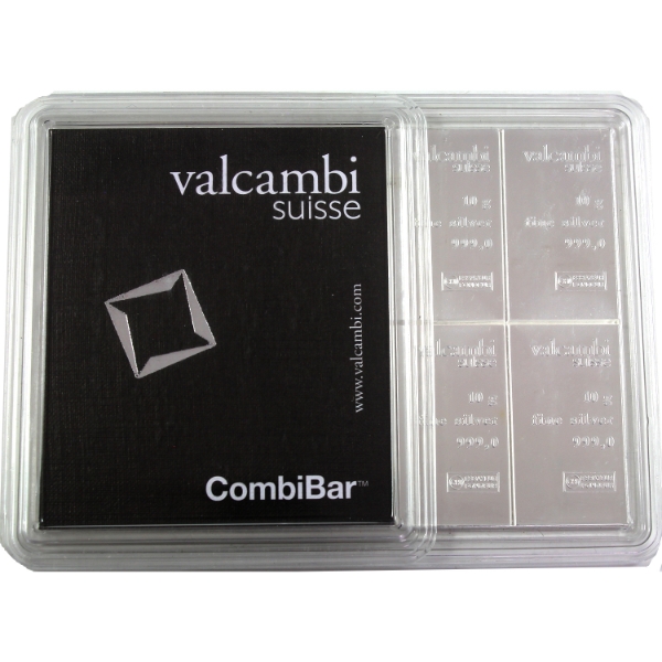 100g Valcambi Suisse .999 Fine Silver CombiBar (Tax Exempt)
