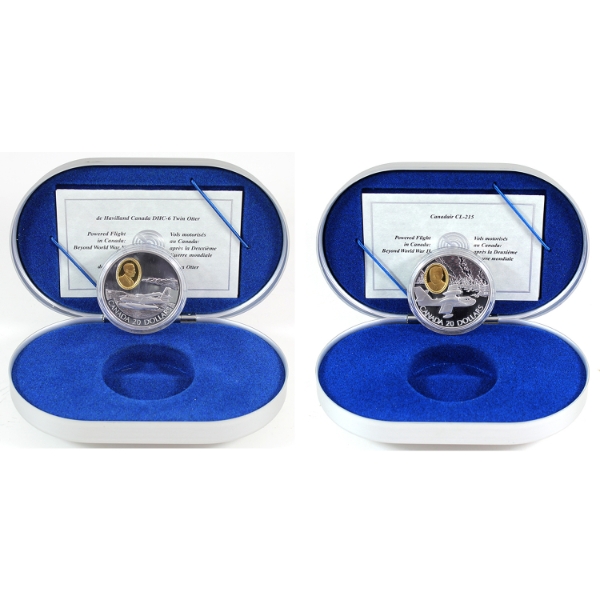1998 Canadair CL-215 Waterbomber & 1999 de Havilland DHC-6 Twin Otter $20 Aviation Sterling Silver