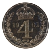 Image 10 : Great Britain Maundy Set 1901 Queen Victoria 4pc Sterling Silver in Original Case
