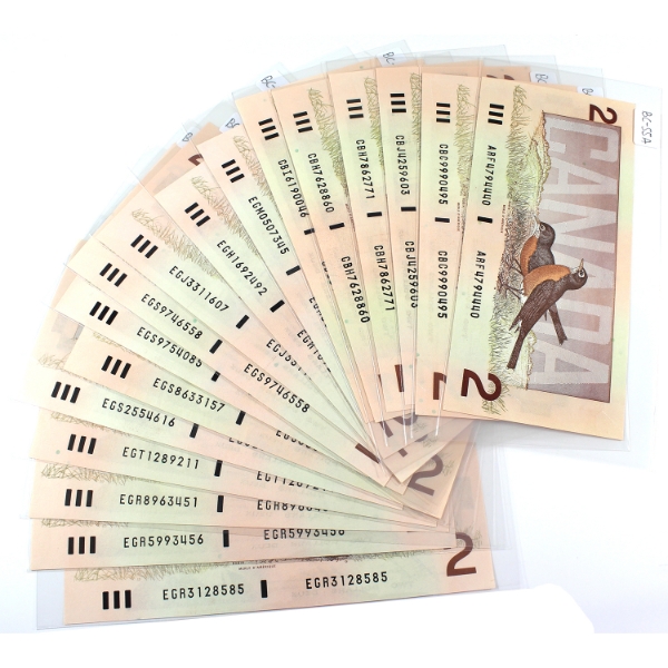 Group Lot of 17x 1986 $2 UNC. 17pcs