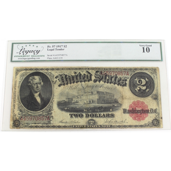 USA 1917 FR-57 $2 Legacy VG10 SN: A45970857A