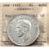 Image 1 : Silver $1 1947 Maple Leaf, Dbl HP ICCS AU50