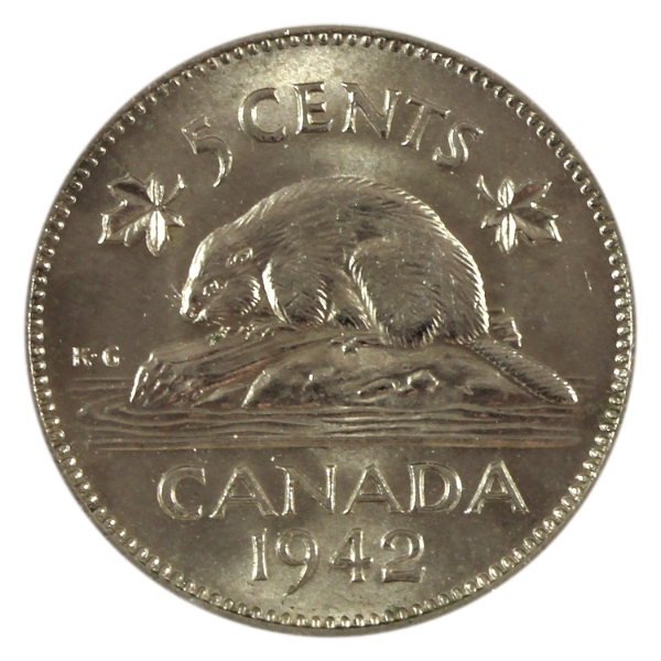5-cent 1942 Nickel Rotated Die 22.5 Degrees Choice BU