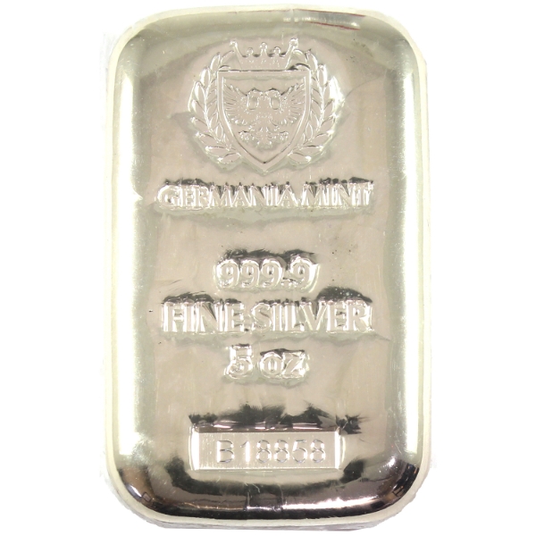 5oz Germania Mint .9999 Fine Silver Bar (Tax Exempt)