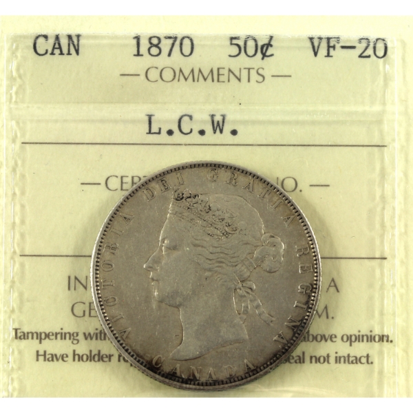 50-cent 1870 LCW ICCS VF20