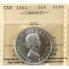 Image 1 : 50-cent 1961 ICCS PL66 Ultra Heavy Cameo