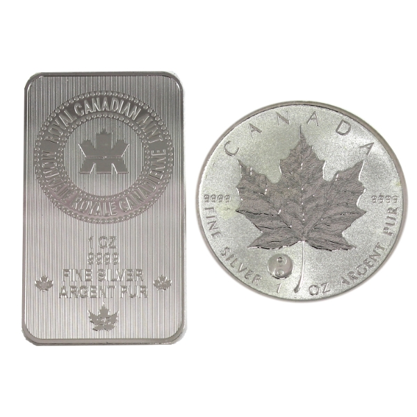 2x 1oz .999 Fine Silver SML Round & RCM Bar. 2pcs. (Tax Exempt)