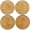 Image 2 : 4x 1984 25th Ann. of Sourdough River Rafting Gold Plated Klondike Dollars w/ Privy Marks. 4pcs.