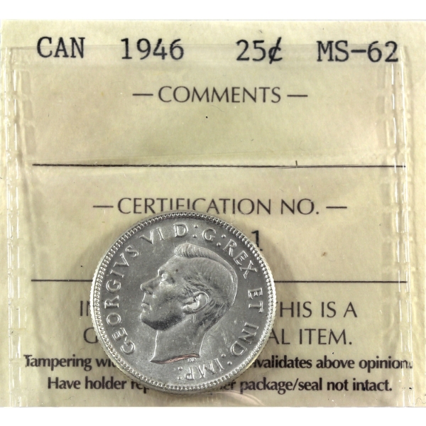 25-cent 1946 ICCS MS62