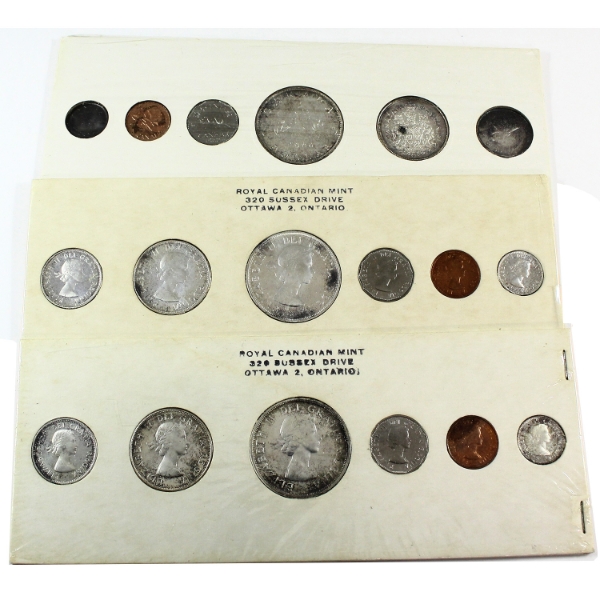1960 Proof Like Sets in Original White Card, Still Sealed with Original Pilofilm Plastic. 3pcs.