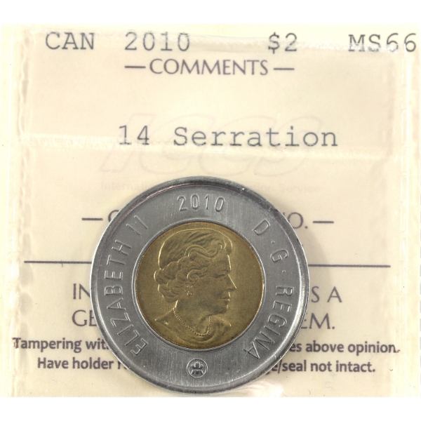 $2 2010 14 Serration ICCS MS66