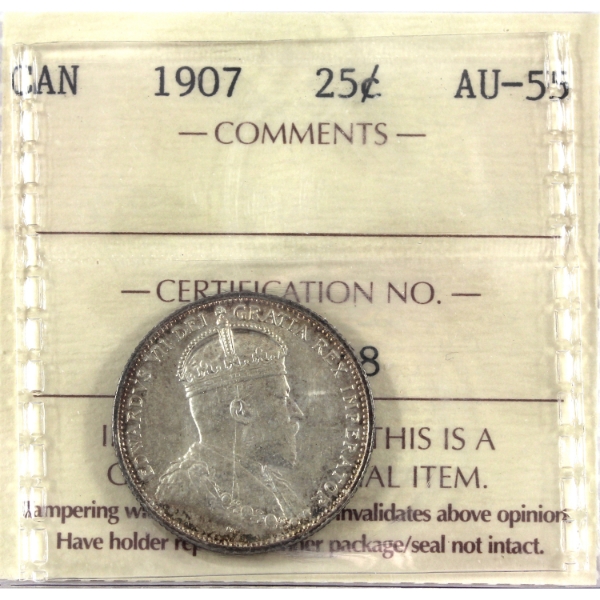 25-cent 1907 ICCS AU55