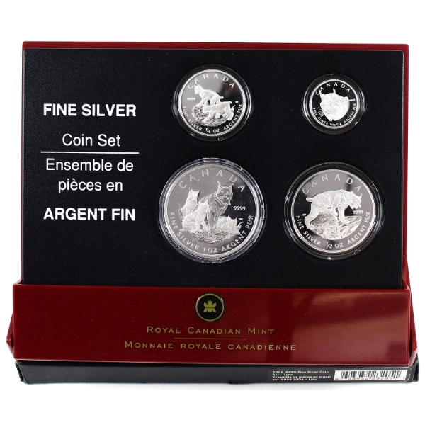 2005 The Canadian Lynx 4-Coin .9999 Fine Silver Set (Tax Exempt)