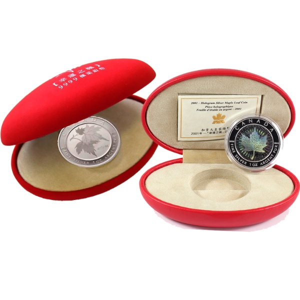 2001 Hologram & 2005 Hope $5 SML Coins in Red Cases.  2pcs. (Tax Exempt)