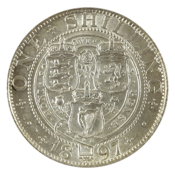 Great Britain Silver 1897 Shilling AU-UNC (Scratched)