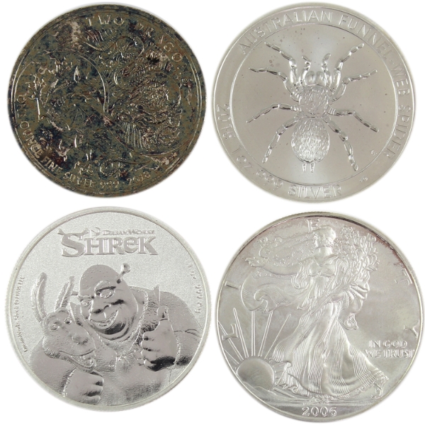 4x 1oz Mixed World .999 Fine Silver Rounds. 4pcs. (Tax Exempt)