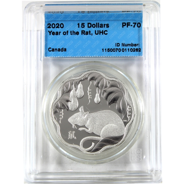 2020 $15 Lunar Lotus Year of the Rat Sterling Silver Coin CCCS PF70 UHC