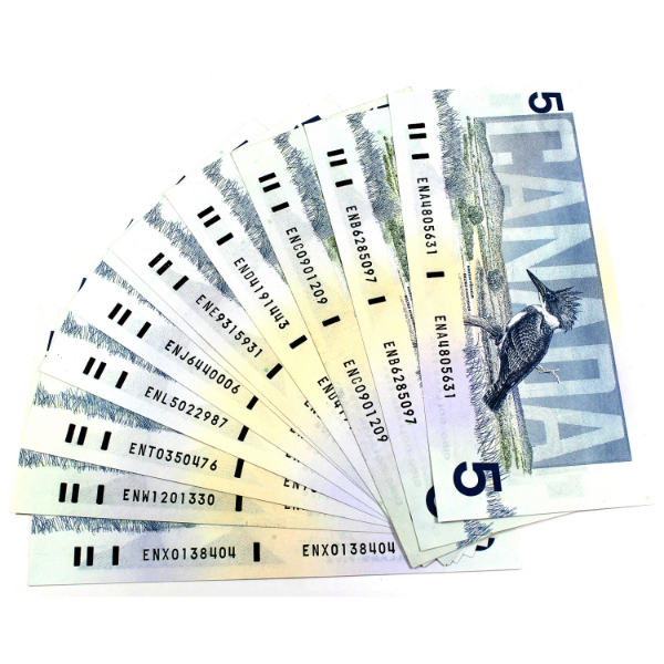 BC-56a Lot of 11x 1986 $5 UNC or Better Crow-Bouey ENA to ENX prefix. 11pcs