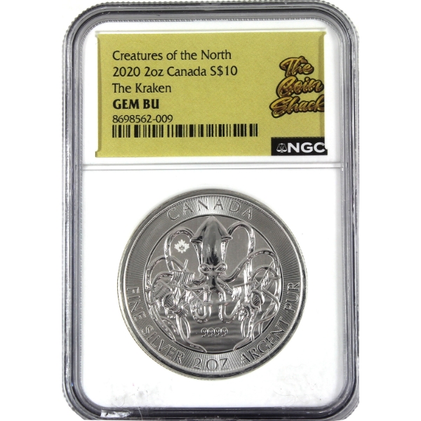 2oz 2020 $10 Creatures of the North - The Kraken .9999 Fine Silver Round NGC GEM BU (Tax Exempt)