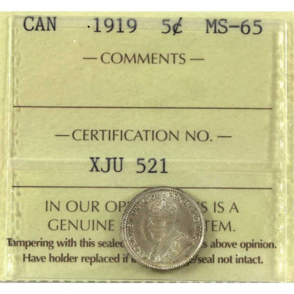 5-cent 1919 ICCS MS65
