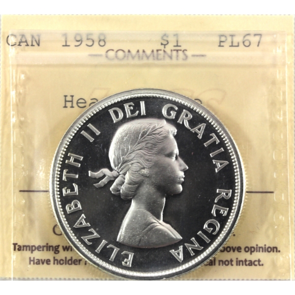 Silver $1 1958 ICCS PL67 Heavy Cameo