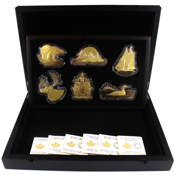 2020 $50 Real Shapes Gold Plated .9999 Fine Silver 6-coin Set